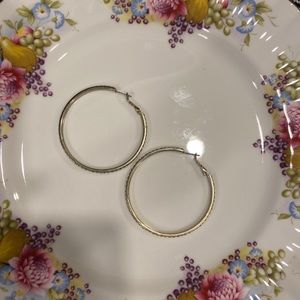 EUC * Guess Jeans * Gold Tone Pave Crystal Hoop Earrings